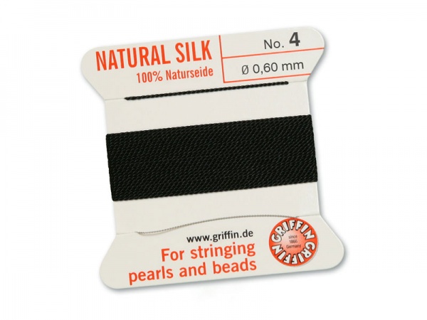 Griffin Silk Beading Thread & Needle ~ Size 4 ~ Black