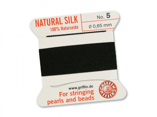 Griffin Silk Beading Thread & Needle ~ Size 5 ~ Black