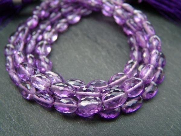 AAA Amethyst Micro-Faceted Oval Beads 8-10mm