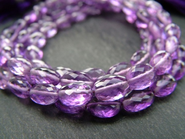 AAA Amethyst Micro-Faceted Oval Beads 8-10mm