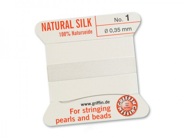 Griffin Silk Beading Thread & Needle ~ Size 1 ~ White