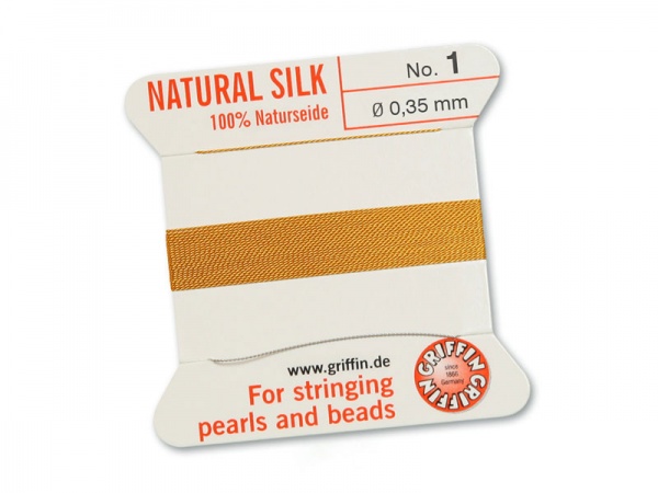 Griffin Silk Beading Thread & Needle ~ Size 1 ~ Amber