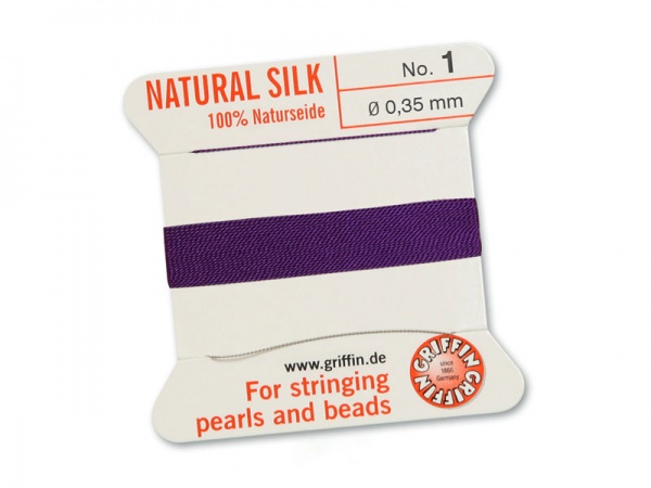 Griffin Silk Beading Thread & Needle ~ Size 1 ~ Amethyst