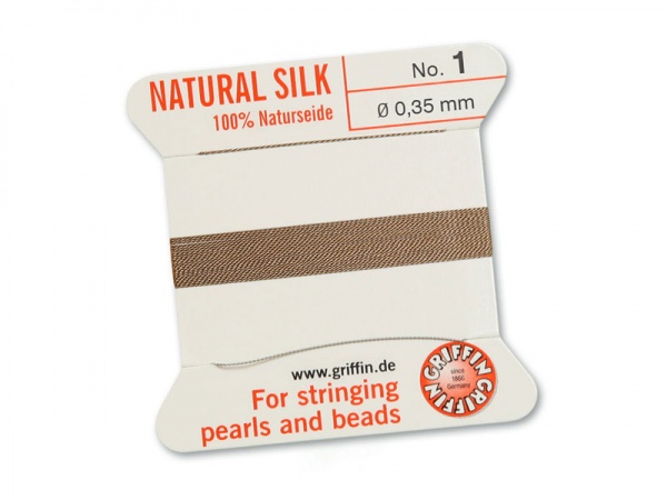 Griffin Silk Beading Thread & Needle ~ Size 1 ~ Beige