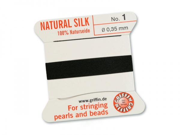 Griffin Silk Beading Thread & Needle ~ Size 1 ~ Black