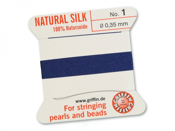 Griffin Silk Beading Thread & Needle ~ Size 1 ~ Dark Blue