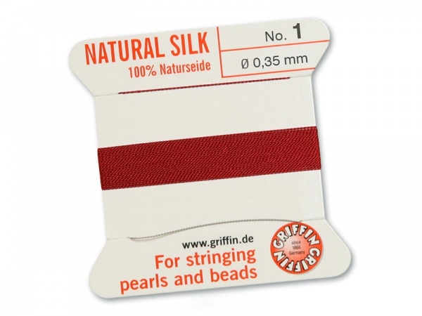 Griffin Silk Beading Thread & Needle ~ Size 1 ~ Garnet
