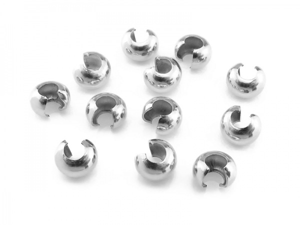 925 Solid Sterling Silver 3mm Crimp Cover Bead 50pcs #5402-3