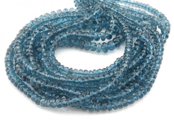 AA+ London Blue Topaz Faceted Rondelle Beads 3-5.5mm ~ 16'' Strand