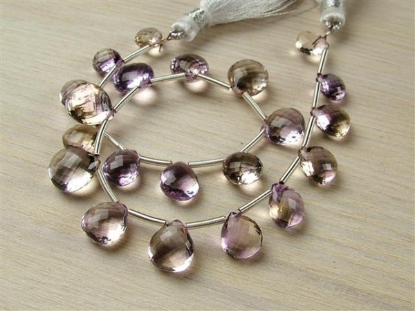 AAA Ametrine Micro-Faceted Heart Briolettes ~ Various Sizes