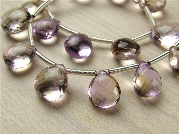 AAA Ametrine Micro-Faceted Heart Briolettes ~ Various Sizes