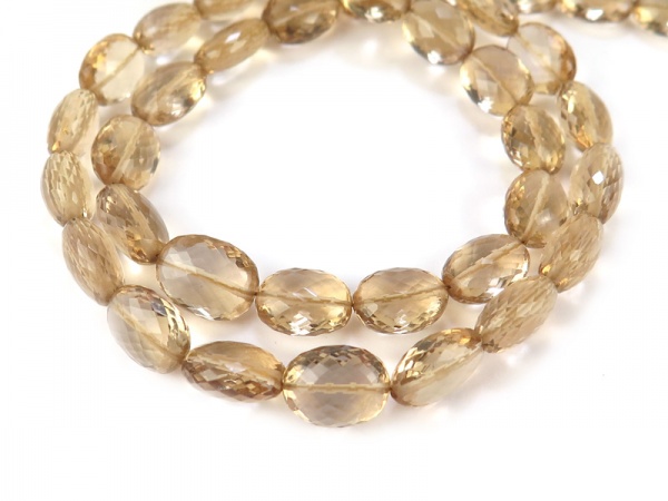 AAA Champagne Citrine Micro-Faceted Oval Beads 8-10mm ~ 8.5'' Strand
