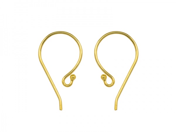 Gold Vermeil Ball End Earwire 21mm ~ PAIR