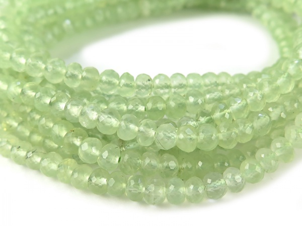 AA+ Prehnite Micro-Faceted Rondelles 3-5mm ~ 8'' Strand