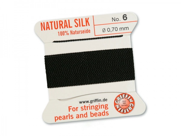Griffin Silk Beading Thread & Needle ~ Size 6 ~ Black