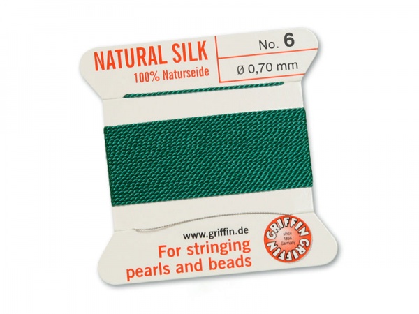 Griffin Silk Beading Thread & Needle ~ Size 6 ~ Green