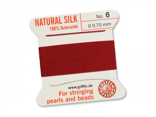 Griffin Silk Beading Thread & Needle ~ Size 6 ~ Garnet