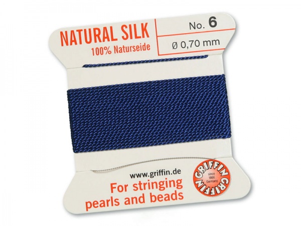 Griffin Silk Beading Thread & Needle ~ Size 6 ~ Dark Blue