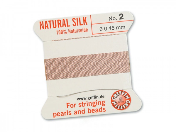 Griffin Silk Beading Thread & Needle ~ Size 2 ~ Light Pink