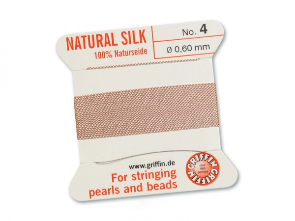 Griffin Silk Beading Thread & Needle ~ Size 4 ~ Light Pink