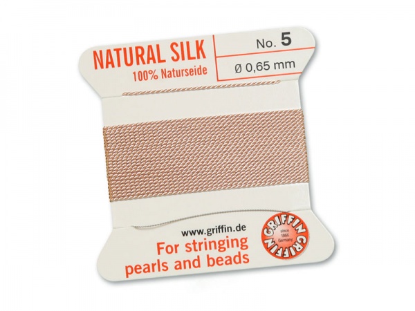 Griffin Silk Beading Thread & Needle ~ Size 5 ~ Light Pink