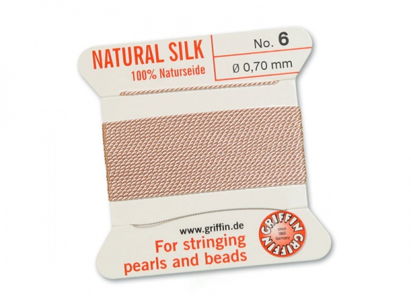Griffin Silk Beading Thread & Needle ~ Size 6 ~ Light Pink