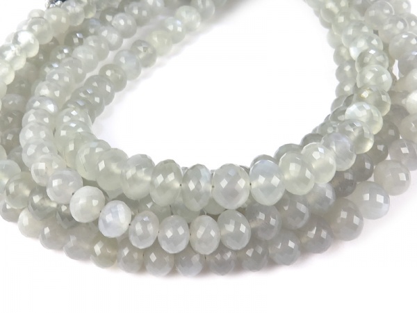 AAA Grey Moonstone Micro-Faceted Rondelles 2.5mm ~ 12.5