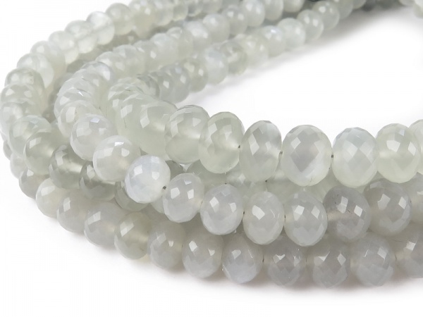 AAA Grey Moonstone Micro-Faceted Rondelles ~ Various Sizes ~ 8'' Strand