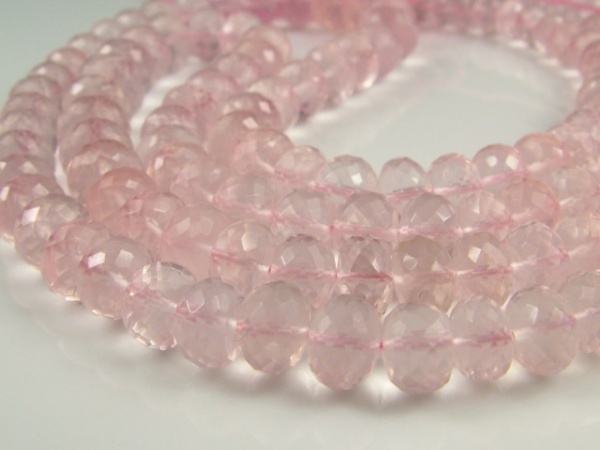 AAA Rose Quartz Micro-Faceted Rondelles 5-8.5mm ~ 15'' Strand