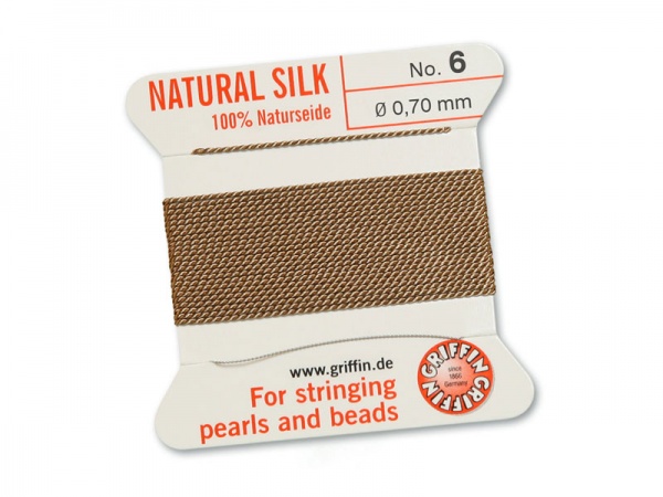 Griffin Silk Beading Thread & Needle ~ Size 6 ~ Beige