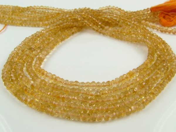 AA Citrine Faceted Rondelles 4mm ~ 13'' Strand