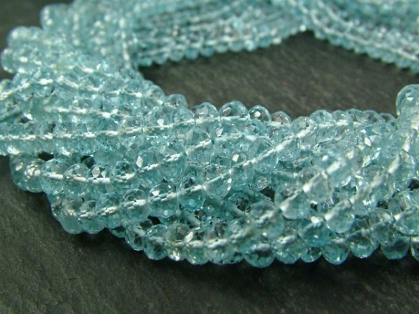 AAA Sky Blue Topaz Micro-Faceted Rondelles 5mm ~ 14'' Strand