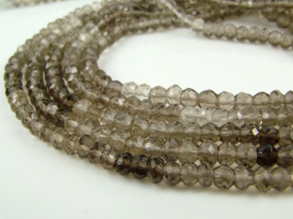 Smoky Quartz Faceted Rondelles 3.5mm ~ 14'' Strand