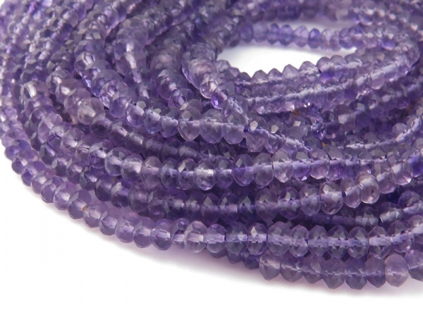 Amethyst Faceted Rondelles 3.5mm ~ 13'' Strand