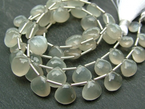 AA+ Grey Moonstone Faceted Heart Briolettes ~ Various Sizes