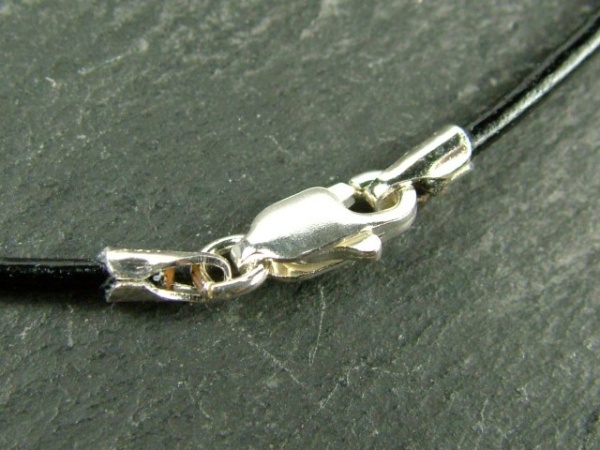 Black Leather (1.5mm) Necklace with Sterling Silver Trigger Clasp ~ 16''