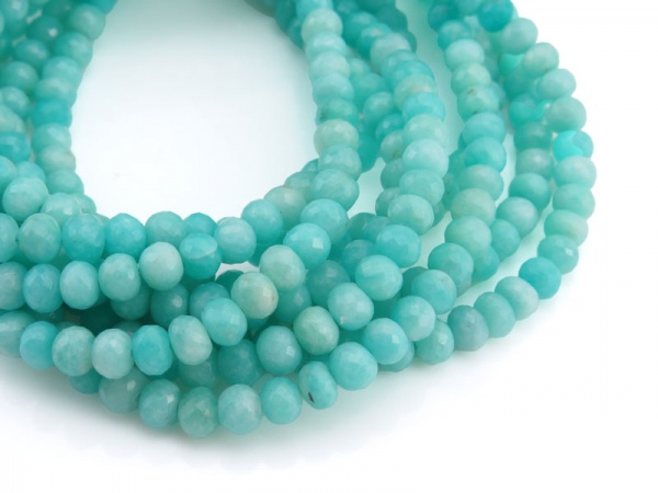 AA Amazonite Micro-Faceted Rondelles ~ Various Sizes ~ 8'' Strand