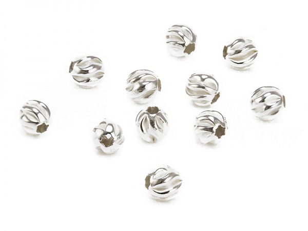 Sterling Silver Twisted Bead 4mm ~ Pack of 10