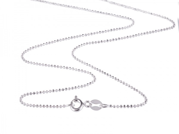 Sterling Silver Diamond Cut Bead Necklace with Spring Clasp ~ 16''