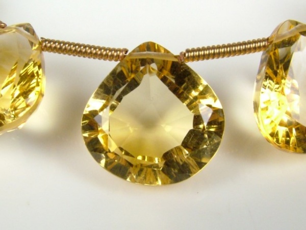 AAA Citrine Faceted Concave Heart Briolette ~ SINGLE ~ Various Sizes