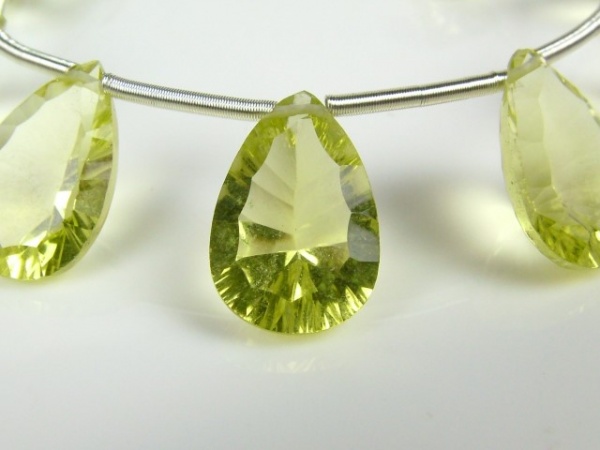 AAA Lemon Quartz Faceted Concave Pear Briolette 14mm ~ SINGLE