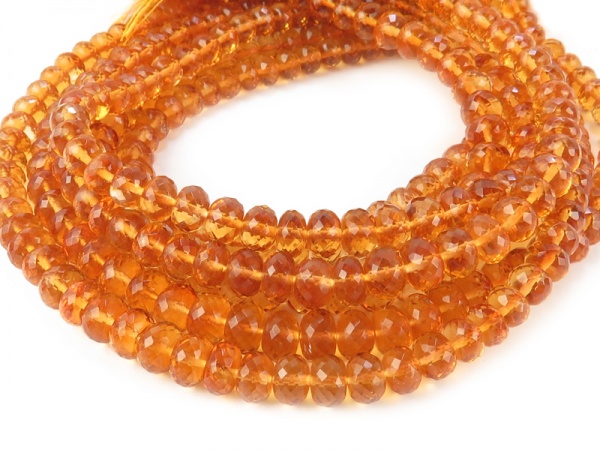 AAA Madeira Citrine Micro-Faceted Rondelles ~ Various Sizes ~ 8'' Strand