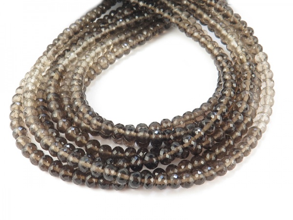 AAA Smoky Quartz Micro-Faceted Rondelles ~ 8'' Strand ~ Various Sizes