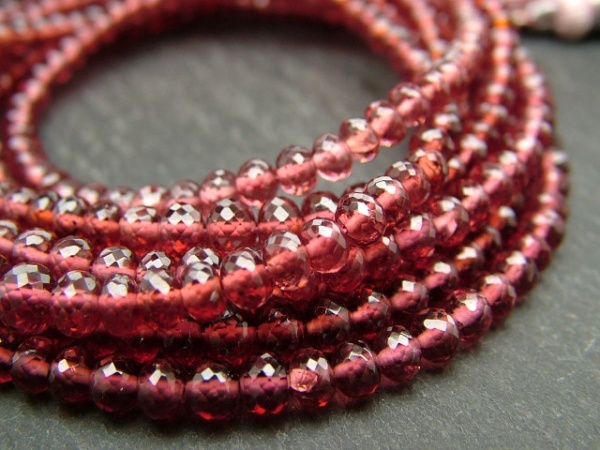 AA+ Rhodolite Garnet Micro-Faceted Rondelles ~ Various Sizes ~ 8'' Strand