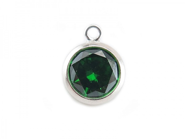 Cubic Zirconia Sterling Silver Charm ~ Green ~ 8.5mm