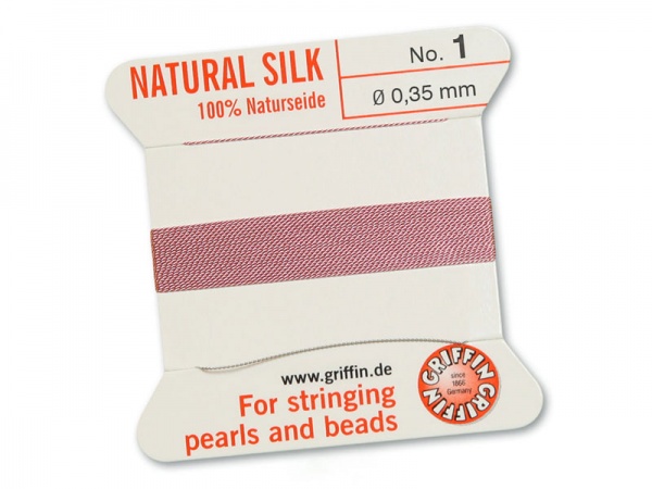 Griffin Silk Beading Thread & Needle ~ Size 1 ~ Dark Pink
