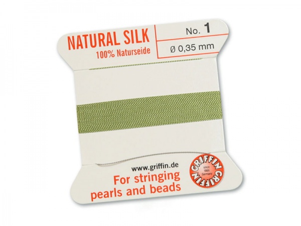 Griffin Silk Beading Thread & Needle ~ Size 1 ~ Jade Green