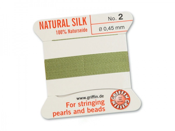 Griffin Silk Beading Thread & Needle ~ Size 2 ~ Jade Green