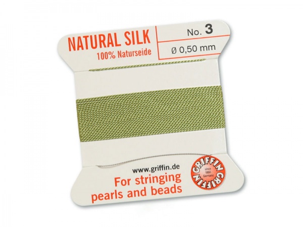 Griffin Silk Beading Thread & Needle ~ Size 3 ~ Jade Green