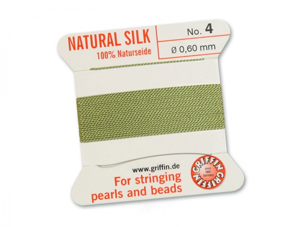 Griffin Silk Beading Thread & Needle ~ Size 4 ~ Jade Green